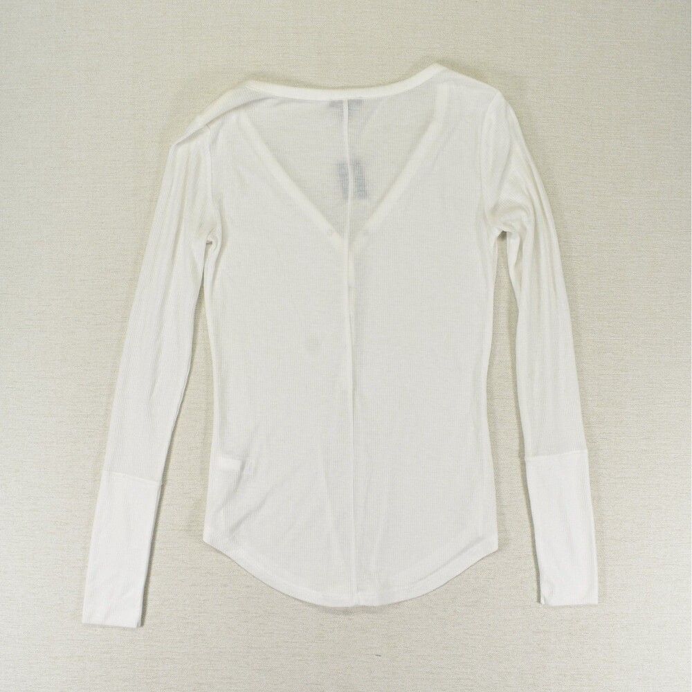 Express Henley Shirt Womens Extra Small XS White Long Sleeve Snap Button NWT Top - Picture 8 of 8